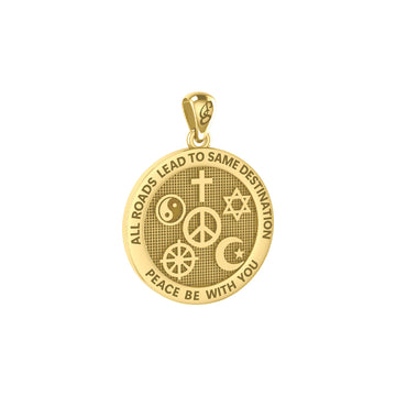 Peace with Faith Symbols Solid Yellow Gold Pendant GPD6360